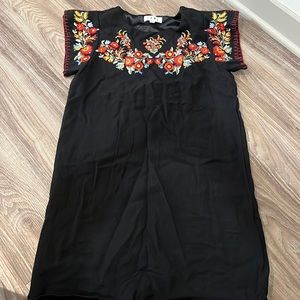 Floral embroidered black dress